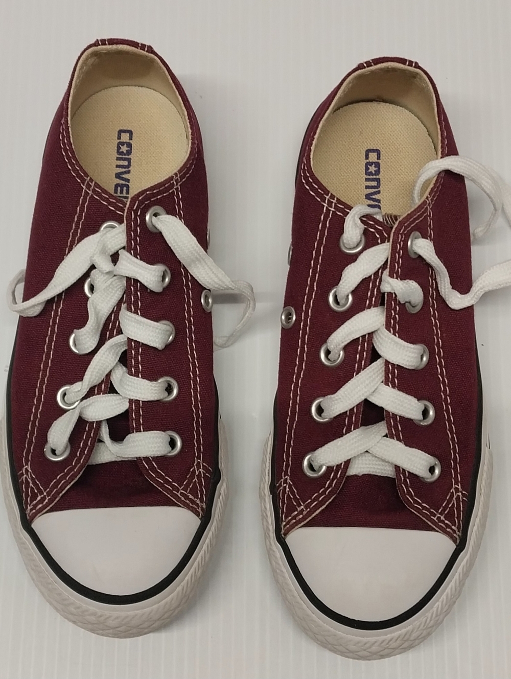 Converse Kids Low Top Canvas Sneakers - Maroon with White Accents